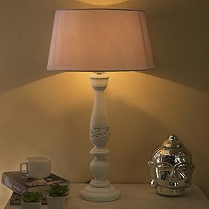 Lampe de table moderne en bois sculpté avec abat-jour en tissu, style Torchière, pour chambre et salon, décoration de maison neuve - Product Image 4