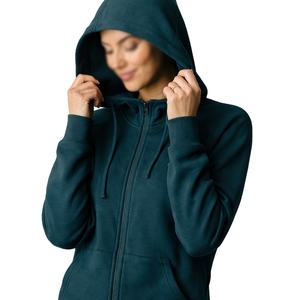 Slim Silhouette Zip Front Activewear Hoodie <b>Stretch</b> Knit Performance <b>Fabric</b> Clean Finish Casual Training Layer Hoodies Women - Product Image 6