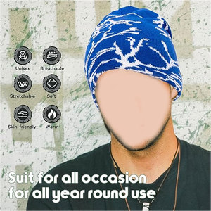 Beanies <b>Hats</b> for <b>Men</b> Lightning Pattern Wool Acrylic Knitted <b>Hat</b> Warm Stretch <b>Winter</b> Cap Stylish Soft Comfortable Everyday Wear - Product Image 3