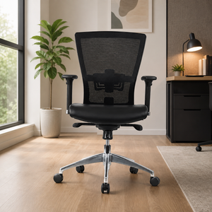 Fauteuil de bureau pivotant de luxe KINSHA, ergonomique, avec dossier en tissu maillé, soutien lombaire réglable, accoudoirs réglables en hauteur - Product Image 1
