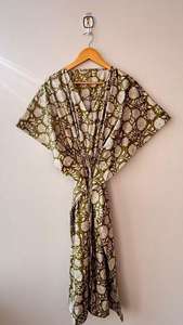 Vestido caftán de algodón floral hecho a mano, vestido maxi con estampado animal, talla grande - Product Image 4