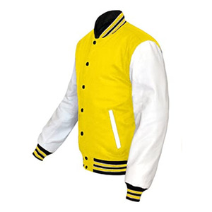 Customized Men's Varsity <b>Jacket</b> <b>Leather</b> Sleeves Casual High School Letterman Baseball Bomber Coat Stand Collar <b>Winter</b> Season - Product Image 1