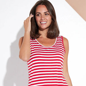 Women's <b>Red</b> White Striped Sleeveless <b>Tank</b> <b>Top</b> Scoop Neck Casual Knitted Cotton Breathable Summer Wear <b>Top</b> - Product Image 4