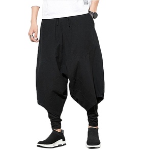 Pantalones de chándal 100% algodón de alta calidad, elásticos de lujo, cintura de caída en la entrepierna, ajustados, cónicos, para correr - Product Image 1