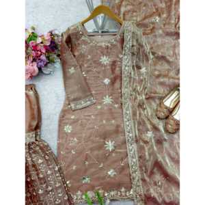 Ensemble de haut et de dupatta pour femmes, magnifique, avec des broderies de sequins, pour les fêtes - Product Image 2