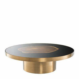 Mesa de Centro de Lujo en Metal Dorado con Tapa de Mármol de Doble Tono, Mueble de Sala Elegante y Sofisticado - Product Image 5