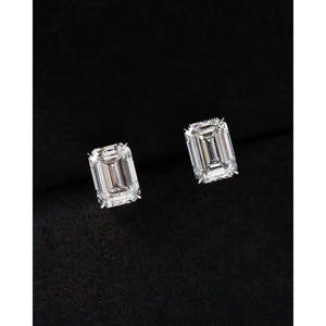 RB Gems Princess Cut Lab Grown Diamond Rhodium Plated Luxury <b>Stud</b> Earrings <b>Silver</b> Claw Setting Solitaire Unisex Wedding - Product Image 5