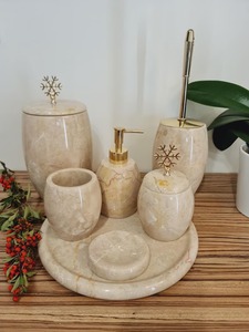 Handmade Resin Material Golden Bathroom Set Luxury Bathroom Accessory Set Luxury <b>Bath</b> Accessories Set of Available - Product Image 2