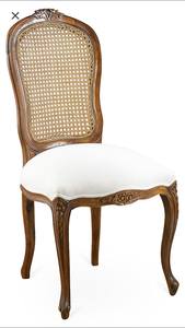 Modern Wood <b>Dining</b> <b>Chair</b> with Caned Back and Upholstered Fabric Seat-Durable Design for Home Restaurant & Hotel Use - Product Image 1