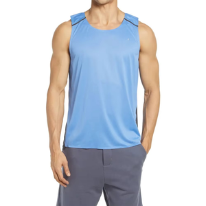 Débardeur sans manches gris foncé pour homme, col rond, tricoté, couleur unie, style sportif, séchage rapide, débardeurs en coton pour homme - Product Image 5