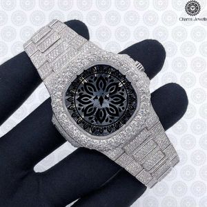 Reloj de Lujo Charm_Jewells para Hombre, con Incrustaciones de Diamantes, Acero Inoxidable, 42mm, Esfera Analógica, Caja Tonneau, Diseño Hueco - Product Image 2