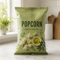 Sachet de pop-corn à soufflet inférieur sur mesure, imprimé, souple, pour l'emballage alimentaire, idéal pour la vente en gros et au détail