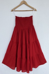 Elegant Red Tiered Maxi <b>Skirt</b> Women Ruffles High Waist Flowy Polyester <b>Chiffon</b> Bohemian A-Line Summer Vacation Beachwear <b>Skirt</b> - Product Image 5