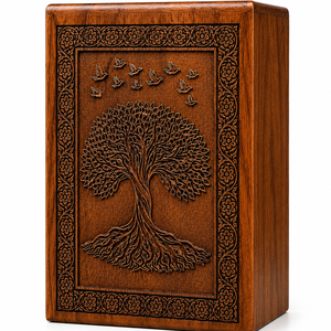 Premium Handcrafted American Style Acacia Wood Cremation Urn for Adult Human Ashes 200 Cubic Inch Storage <b>Memorial</b> Urn - Product Image 2