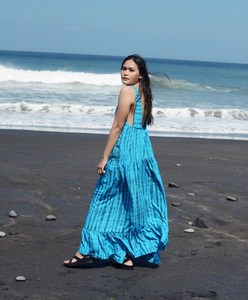 Women Blue Tie Dye Cotton Maxi <b>Dress</b> Sleeveless Backless <b>Boho</b> Beach <b>Dress</b> Tiered Summer Resort Wear - Product Image 1
