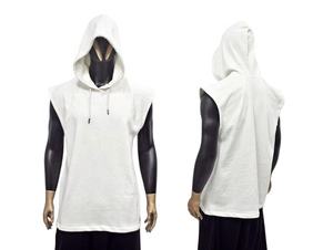 Hoodies sans manches à fermeture éclair pour hommes, imprimés sur mesure en coton, sérigraphie, vêtements de musculation et de gym, hoodies sans manches - Product Image 3