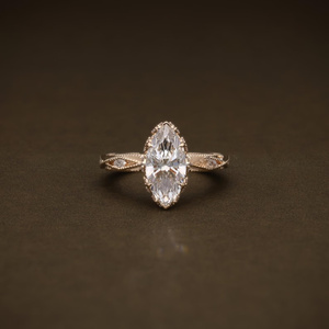 Marquise Cut Diamond Yellow Gold Ring | Classic Bridal Engagement Ring | Wedding Anniversary Gift for <b>Girlfriend</b> Wife Her - Product Image 1