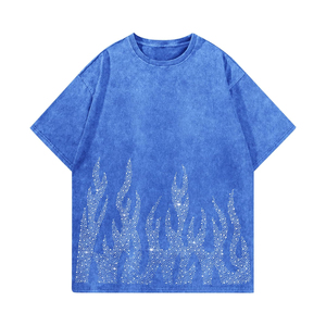 T-shirt graphique à strass haute densité en coton premium – Fabricant de vêtements streetwear tendance - Product Image 5