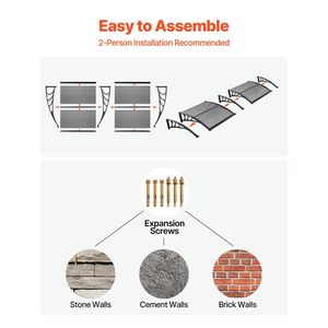 Tettoia per Porta d'Ingresso Esterna 38 X 78 Pollici con Staffa in ABS per Protezione da Pioggia, Neve e Sole, con Funzioni di Drenaggio - Product Image 5