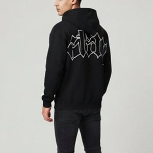 Nueva Sudadera con Capucha Negra para Hombre con Estampado de Logotipo Gótico Blanco en la Espalda, Corte Regular, Tejido de Algodón, Estilo Hip Hop para Otoño - Product Image 2