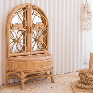 Lovely rattan vanity <b>table</b> with <b>mirror</b> for baby girls hand-crafted natural dressing <b>tables</b> - Product Image 3