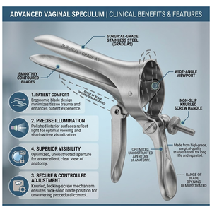 Spéculum vaginal Cusco plat type bec de canard 115 x 37 mm |   Dilatateur gynécologique en acier inoxydable de qualité supérieure - Product Image 2