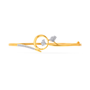 Elegant Floral Diamond Gold Bangle Bracelet for Women | Designer Yellow Gold Bracelet - Product Image 1