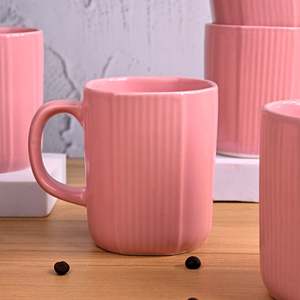 ชุดแก้วกาแฟเซรามิกเคลือบสีชมพูพาสเทล 6 ใบ ใช้กับไมโครเวฟได้ ดีไซน์เรียบง่ายสไตล์บ้านไร่ สำหรับกาแฟสไตล์อินส์ - Product Image 5