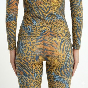 Women's Yellow <b>Animal</b> Print Long Sleeve High Neck Bodycon Jumpsuit Full Length Stretch Activewear - Product Image 4