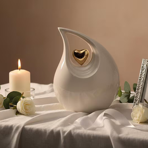 White Aluminium Cremation Urn Teardrop Ash Holder <b>Memorial</b> <b>Keepsake</b> Vessel for Adult Funeral Remembrance - Product Image 1