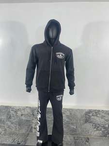 Conjunto Deportivo de Pantalones y Sudadera con Capucha para Hombre, 100% Algodón, con Cierre, Forro Polar, Logotipo Personalizado, Ropa Deportiva Urbana, para Gimnasio, Fitness, Entrenamiento, Tallas Grandes - Product Image 4