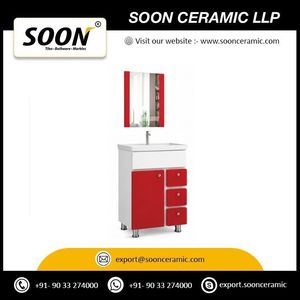 ตู้ห้องน้ำ SOON Modern Lems พร้อมกระจก อ่างเซรามิก ทาสีขาว PVC แบบตั้งพื้น ขนาด 51 x 41 x 76 ซม. - Product Image 3