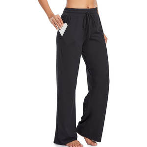 Pantalones deportivos y pantalones de yoga para mujer con bolsillos, pantalones anchos con cordón para mujer, pijamas cómodos - Product Image 4