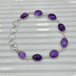 Amethyst Sterling <b>Silver</b> Charm Bracelet Handmade Multi Zircon Stone Luxury Jewelry Stylish Basic Gift for <b>Women</b> M195 - Product Image 5