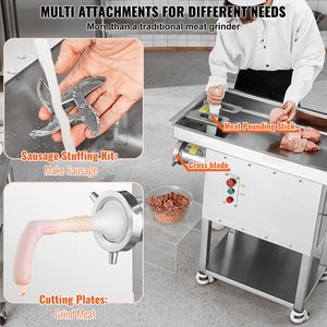 Hachoir à viande électrique commercial en acier inoxydable de 22 lb/min avec lame et plaque de broyage pour les industries agricoles - Product Image 3