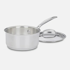 Stainless Steel Sauce <b>Pan</b> With Lid Round Minimalist Design Durable For Gas <b>And</b> Induction Cooker Hand Wash Only - Product Image 1
