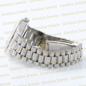 Probador de diamantes de calidad superior, fecha automática, esfera romana D VVS, Diamante de moissanita completamente helado, reloj de Hip Hop blanco completo para hombre - Product Image 3