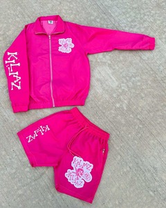 Custom Color Block Men's Nylon Windbreaker Jacket and Shorts <b>Set</b> Full Zip Water Resistant Training Tracksuit - Product Image 5