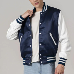 Veste bomber en satin personnalisée de haute qualité pour hommes, broderie de logo personnalisée, veste en satin antibactérienne écologique - Product Image 4