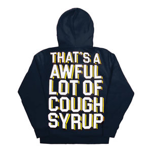 Sudadera con capucha holgada informal estilo streetwear para hombre, de tejido grueso de 450 GSM, con estampado de calavera y diseño 'That's a Awful Lot of Cough Syrup' - Product Image 1