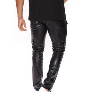 Pantalones de Cuero PU para Hombre, Ropa de Moda de Invierno, Pantalones de Cuero de Cintura Alta con Cremallera, Pantalones de Cuero de Color Sólido - Product Image 2