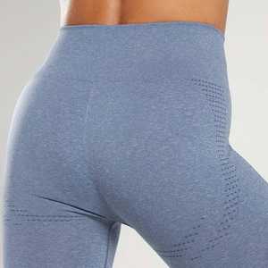 Design Your Own Yoga <b>Leggings</b> <b>Textured</b> Solid Blue Spandex Nylon Seamless Four-Way Stretch Pants - Product Image 6