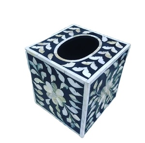 Caja de papel tisú de madera Rectangular hecha a mano de calidad superior más vendida, servilletas de diseño moderno con incrustaciones de hueso, exportación directa de India - Product Image 1