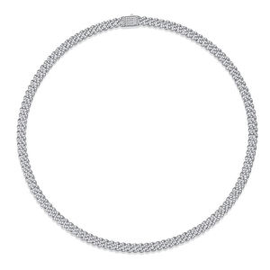 Collier chaîne cubaine avec fermoir bouton, moissanite étincelante, argent 925 plaqué or, bijoux tendance style urbain - Product Image 2