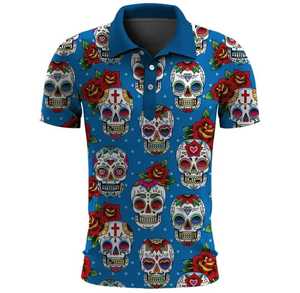 Men's Casual <b>Gothic</b> Skulls Pattern Short Sleeve for <b>Shirt</b> Digital Printed 100% Cotton Knitted Fabric Breathable Regular Fit - Product Image 5