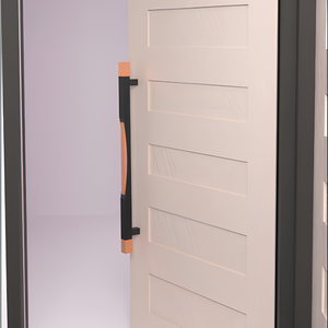 Poignée longue de porte principale en aluminium, finition noir soyeux PVD, or rose PVD, accent doré brillant, design pin, quincaillerie d'entrée - Product Image 1