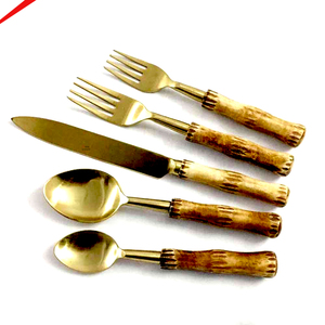 Handmade Leaves Design End Handle <b>Spoon</b> and Fork Set Best-selling Salad Serving <b>Spoon</b> Soup <b>Spoon</b> Cutlery Set - Product Image 4