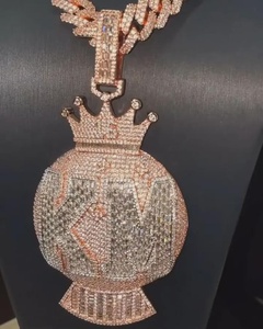 Colgante Medallón Hip Hop de Cadena Cubana Bicolor, Chapado en Plata 925, con Incrustaciones de Circonitas, Personalizable con Nombre y Letra, con Colgante de Corona Personalizado, Para Regalo - Product Image 5