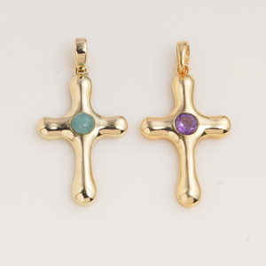 Green Amazonite <b>Cross</b> Pendant Gold Tone Christian <b>Necklace</b> Natural Gemstone Spiritual Jewelry Gift for Women and Men - Product Image 2