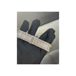 Reloj de Lujo con Diamantes para Hombre, Marca NM JEWELLERY WATCHES, Caja Cuadrada de Acero Inoxidable de 40 mm, Cuarzo Analógico, Números Romanos, Correa Desplegable de Lujo de 20 mm - Product Image 5